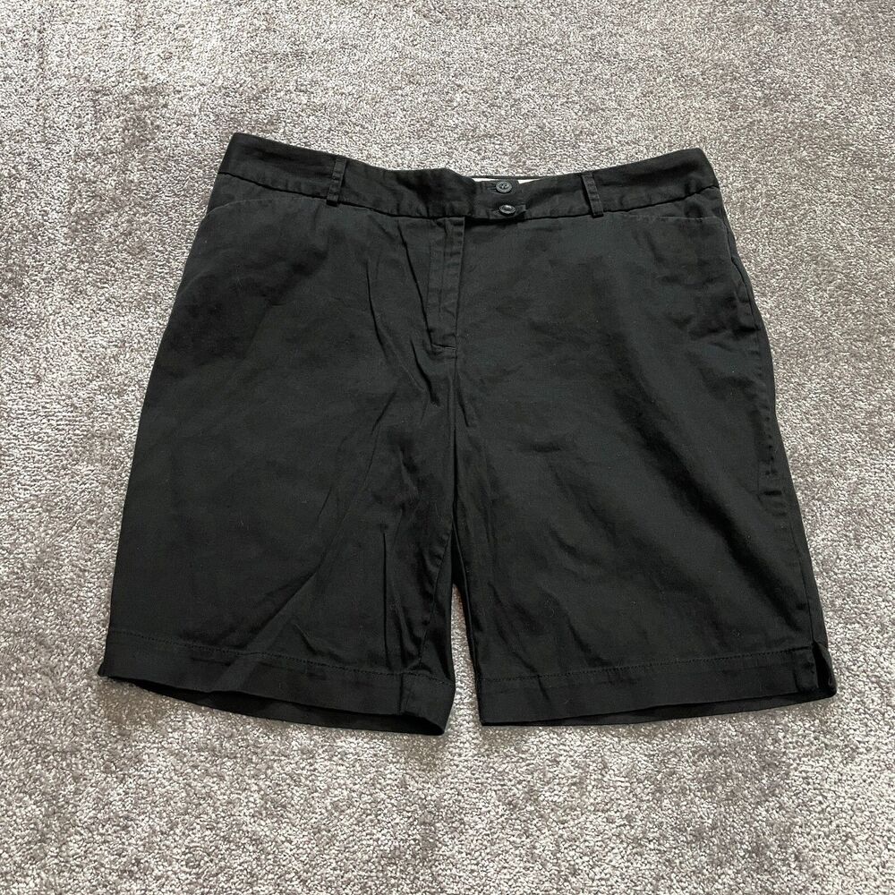 George Chino shorts Womens 16 Black London Fit Cotton solid Bermuda Casual 9" In